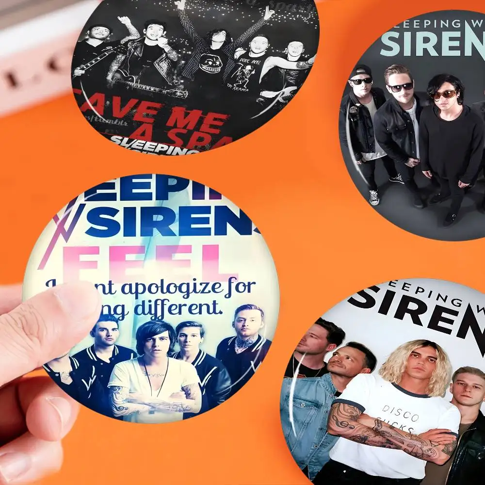 Emo Pop American Band S-Sleeping With Sirens Tinplate Pin Button Custom Role Old-school Brooch Collar Badge Jewelry Gift Fans