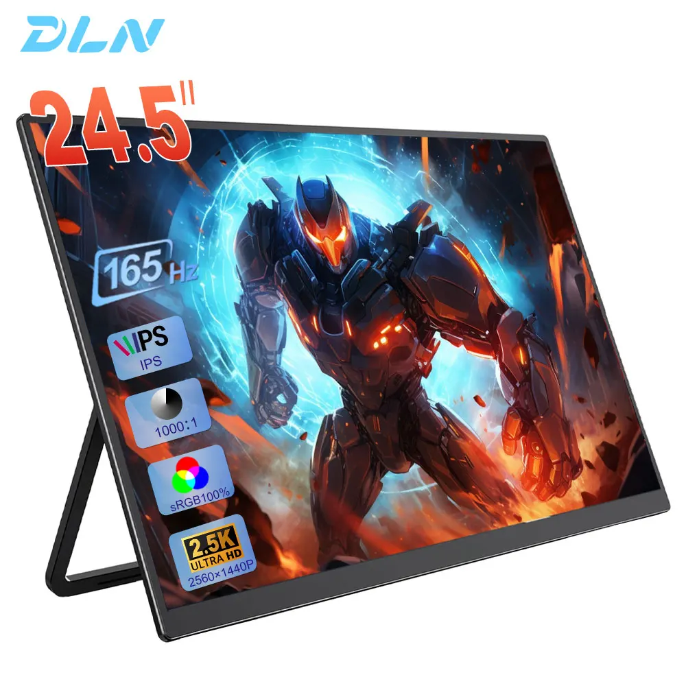 

Портативный монитор DLN 24,5 дюйма, 2,5K, 165 Гц, 100% sRGB, 2560*1440P, IPS, расширитель экрана для ноутбука, порт Type C HDMI, для офиса, дома и Windows