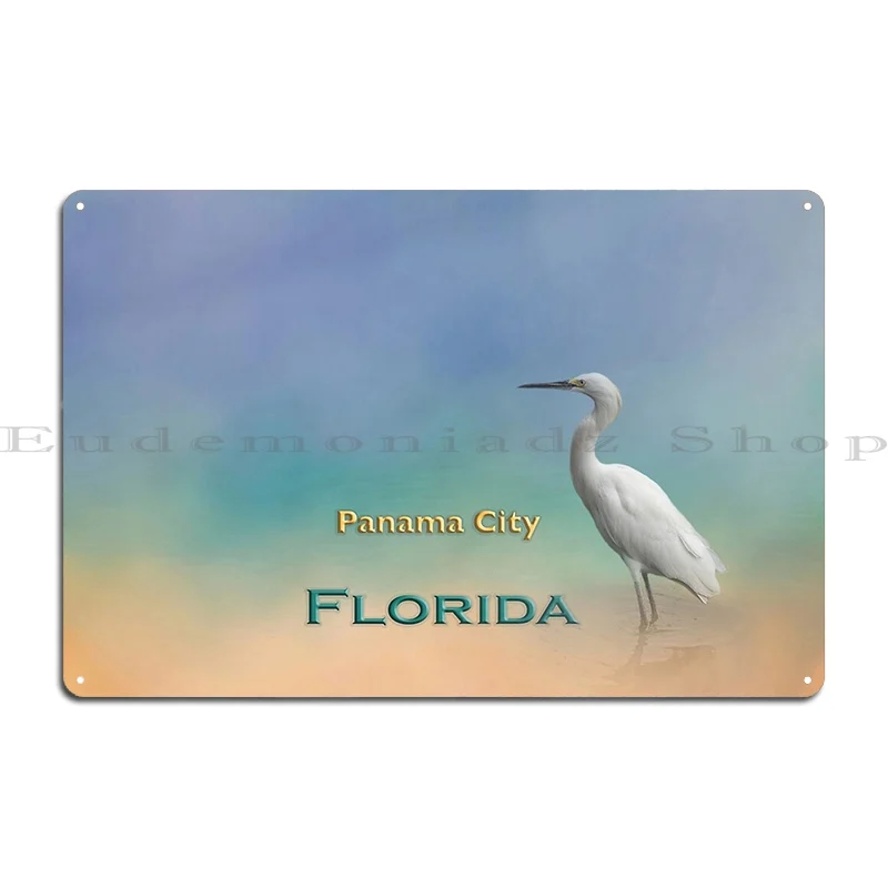 Egret Panama City Fl Metal Sign Mural Garage Designs Design Club Bar Tin Sign Poster