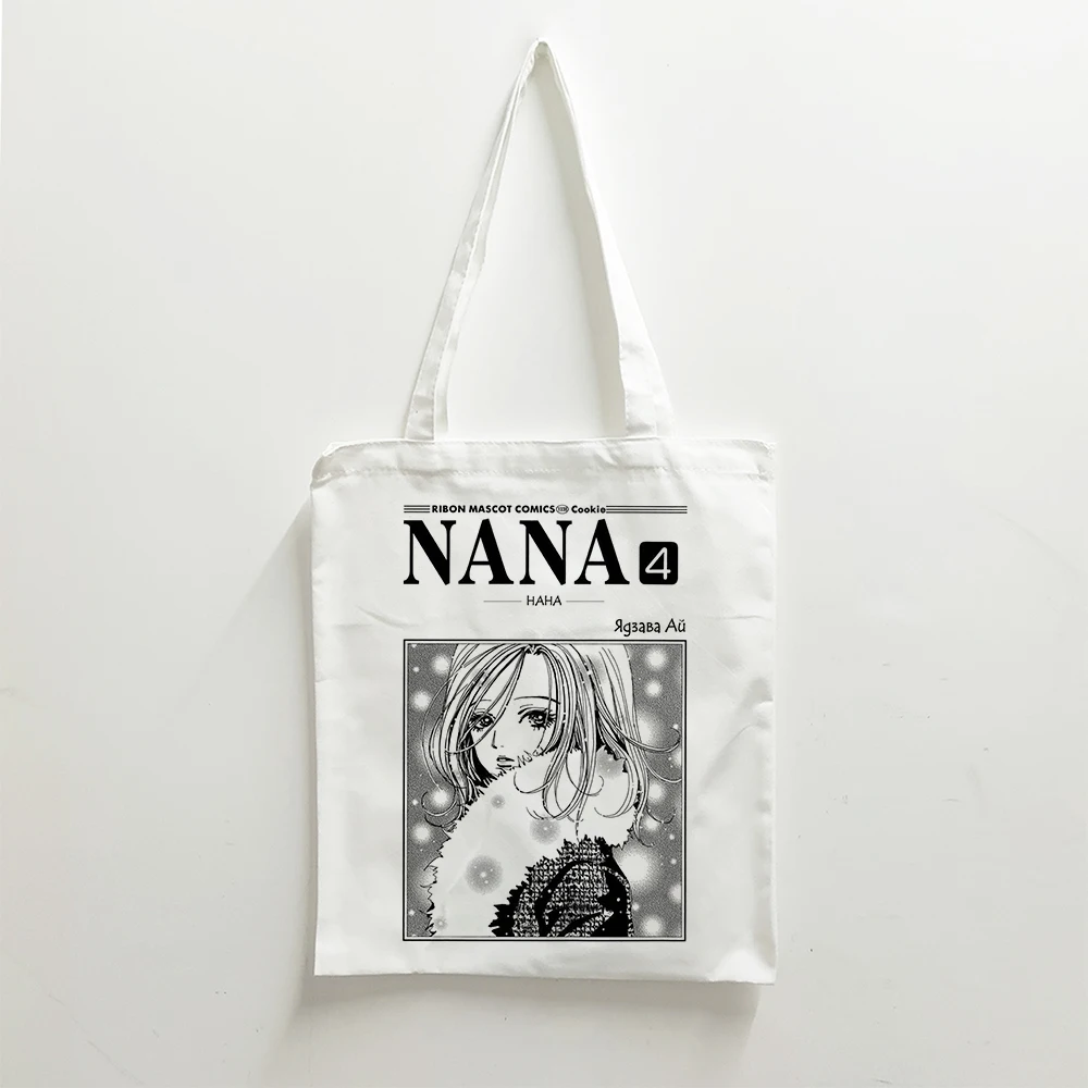 Canvas Nana Print Shoulder Bag para mulheres, sacolas de compras femininas, tecido de algodão, bolsas de mercearia, sacola de livros para meninas