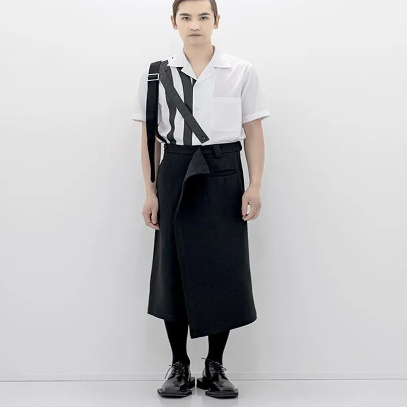 

Men's And Women's Casual Wide Leg Suspenders Japanese Fashion Trend Samurai Pants Machete Pants Asymmetric Kendo Pants