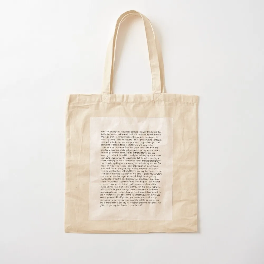 Smash Mouth - All Star Lyrics Tote Bag حقيبة تسوق قماشية، حقائب شاطئ، حقائب بيئية