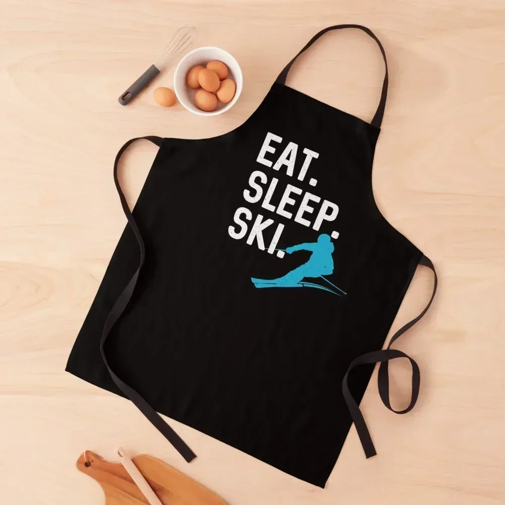 

Funny Skiing Tshirt - Eat Sleep Ski Apron Custom Kitchen Apras For Women Kitchen Kawaii Accessories Cooking Clothes Apron