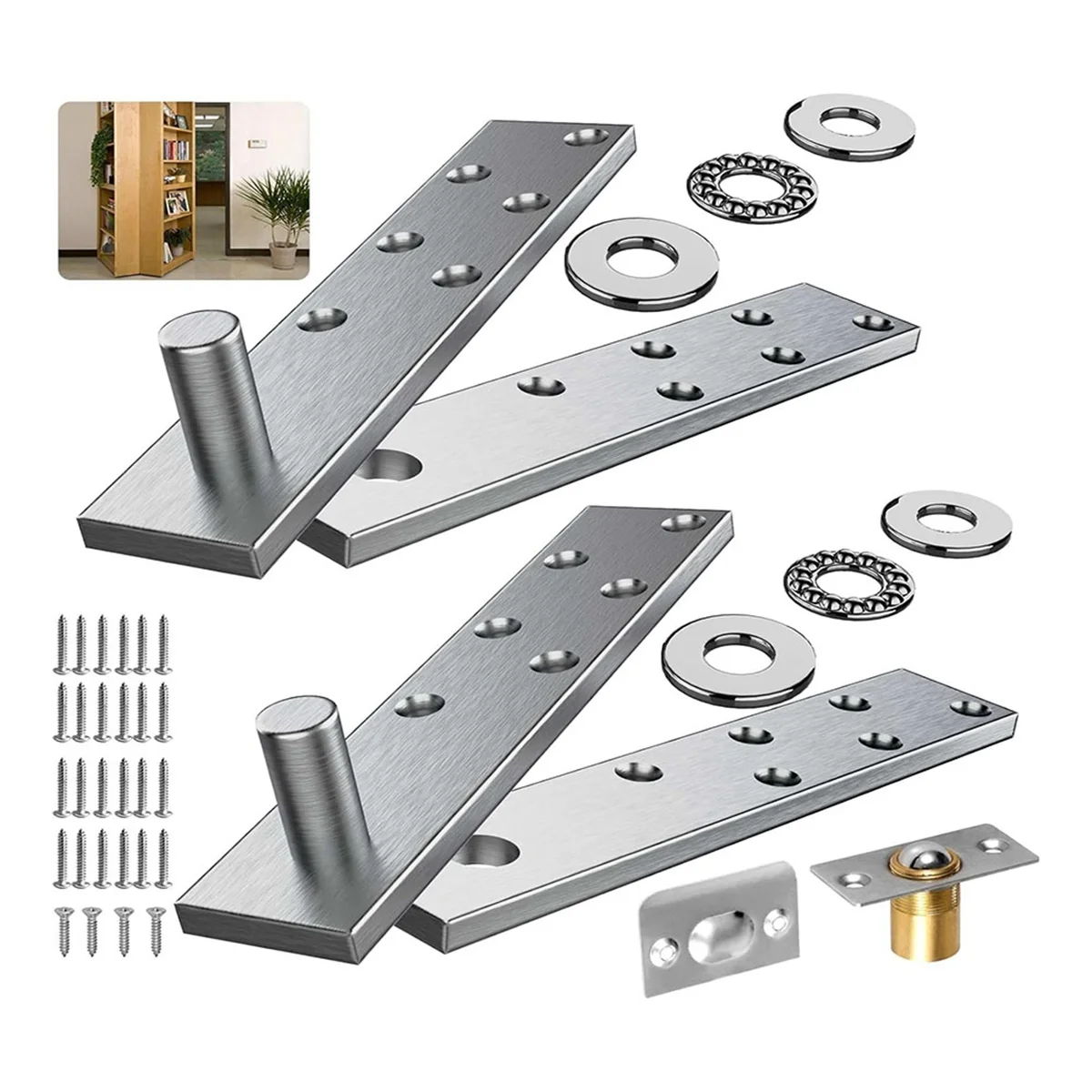 Door Pivot Hinge, Invisible Pivot Hinge System with Goal Kick Hardware, for Heavy Duty Wood Doors Up to 200 Lbs Heavy