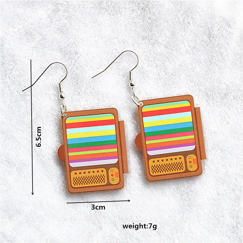 Cube Game Console Radio Acrylic Earrings for Women Cute Back To 80 90\'s Ear Rings Party Jewelry