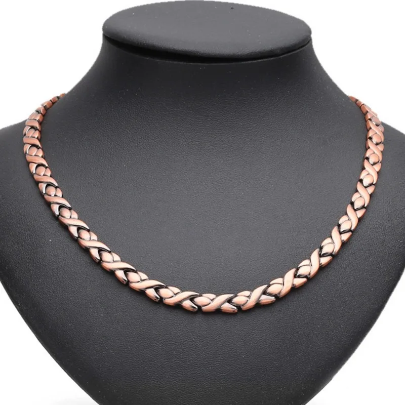 Simple Single Row Magnetic Red Copper Stainless Steel Fish Necklace Unisex Fashion Health Magnetic Therapy Neck Jewelry