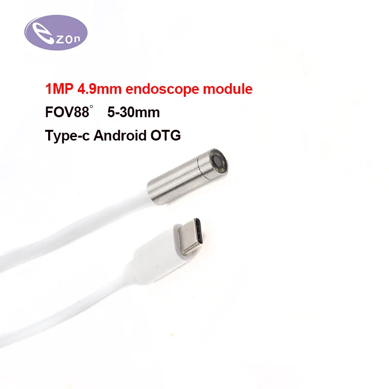 1MP endoscopio FOV88 interfaccia di tipo c Android obiettivo del telefono cellulare diametro 4.9mm ispezione della conduttura industriale EZ-EN49S-typec