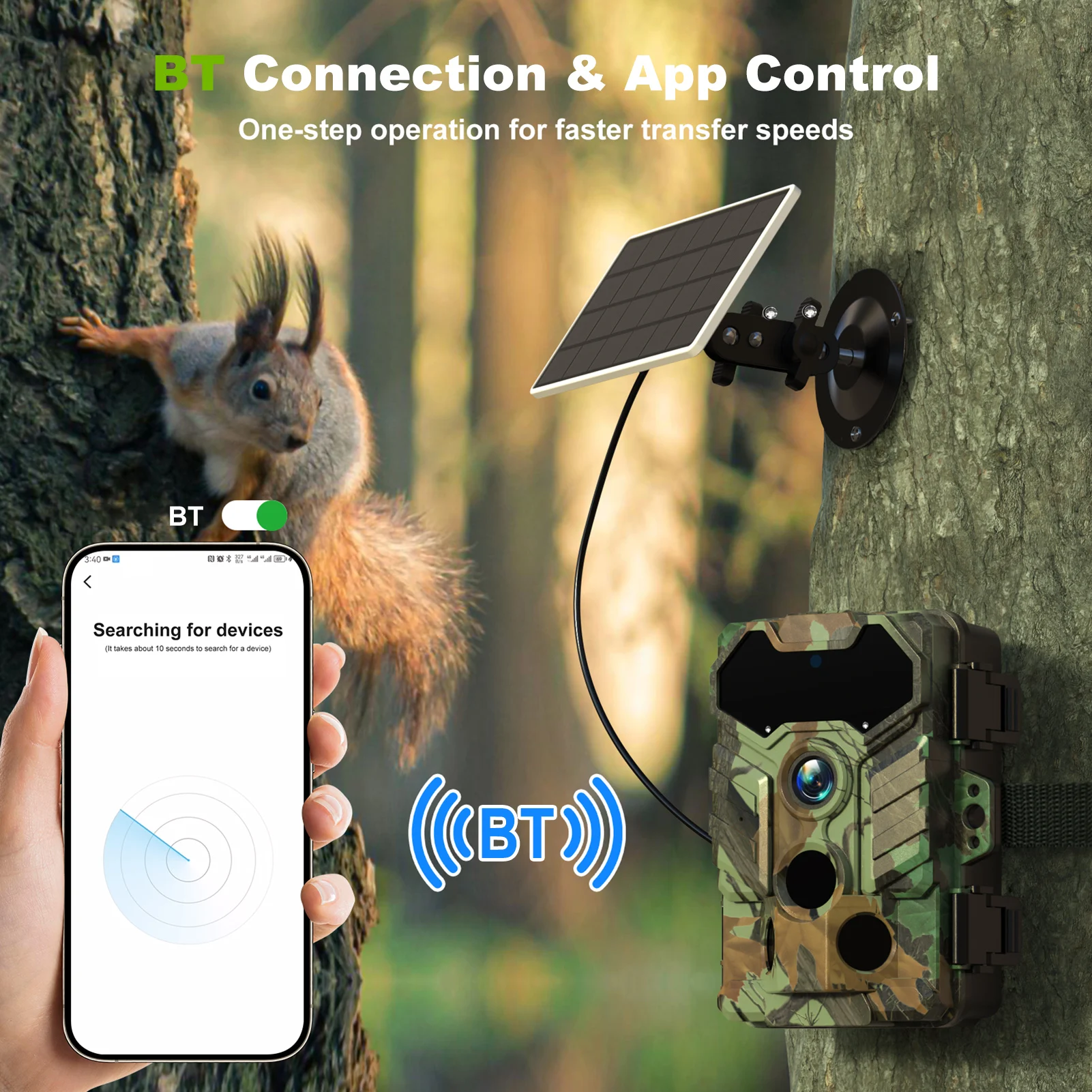 كاميرا درب لاسلكية خارجية ، كاميرا صيد للحياة البرية ، رؤية ليلية بالأشعة تحت الحمراء ، تمكين واي فاي ، IP66 مقاوم للماء ، 32 ميجابكسل