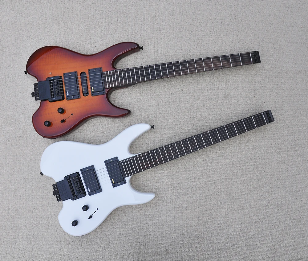 Two Colors 6 Strings Headless Electric Guitar with Tremolo Bar,24 Frets,Rosewood Fretboard