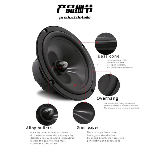 2 वे कार ऑडियो स्पीकर 12v मैक्स 120W कार कंपोनेंट स्पीकर 6.5 इंच साउंड सिस्टम कार डोर स्पीकर सेट 10 best sales 6.5 स्पीकर - №7