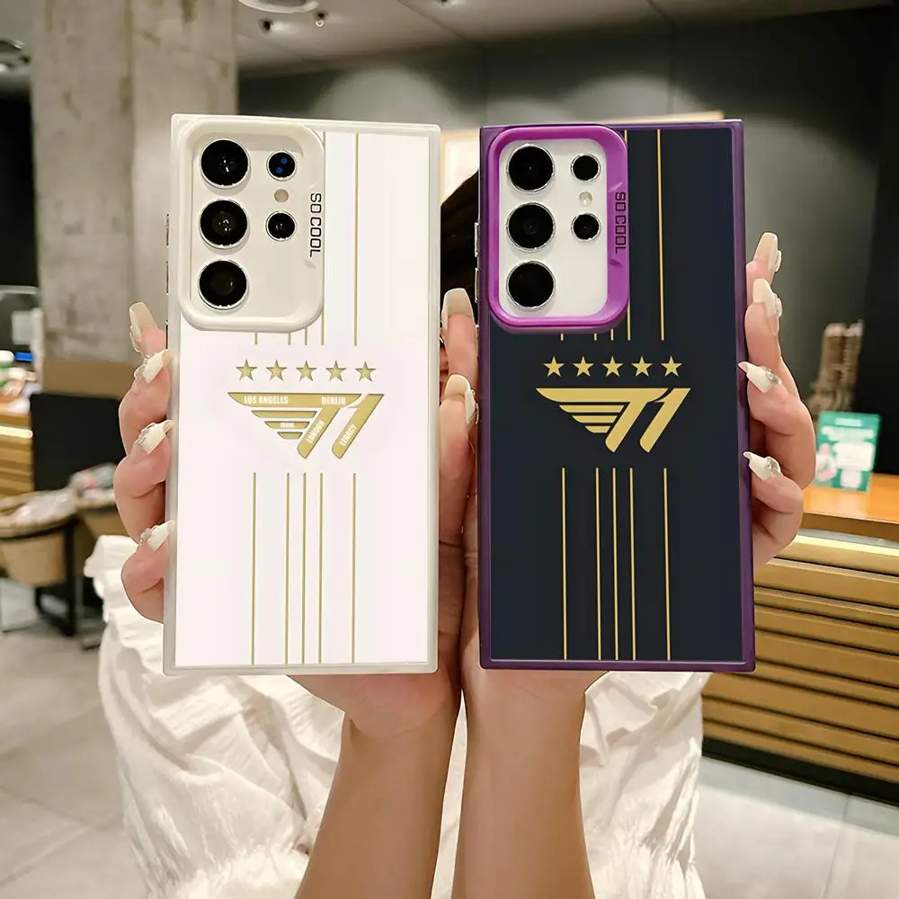 Чехол для телефона SKT T1 ESports для Samsung S25 S24 Ultra 23 Fe 22 Plus Galaxy A54 A55 A13 A15 A25 A34 Цветной серебристый чехол