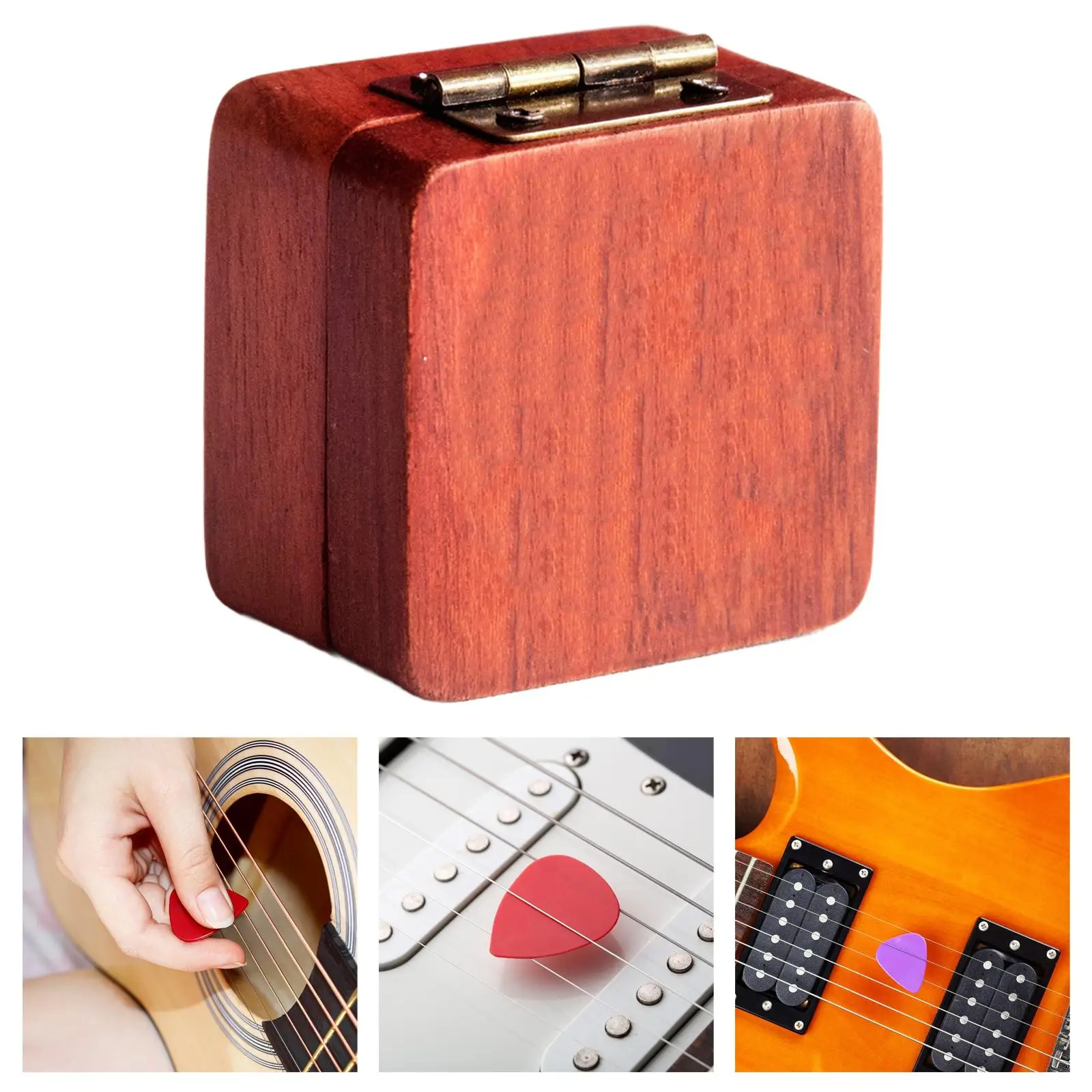 Guitar Pick Storage Box Wood Universal Guitar Accessories Sturdy Guitar Picks Holder Guitar Picks Organizer for Musician Gift