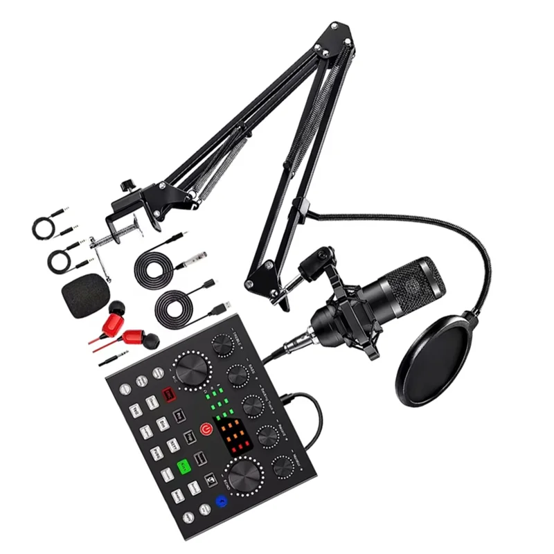 B49C BM800 V8s For Karaoke For Podcast Recording Professional Audio Condenser Mic Equipped With Sound Card