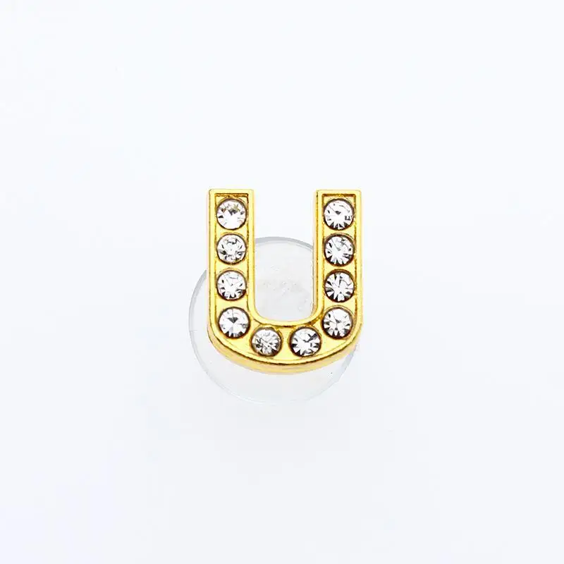 Gouden Letters Kristal Diamant Legering Bedels Accessoires Mode Zachte PVC Schoenen Gesp Kids Decoratie Ontwerp Groothandel 1 Stuks