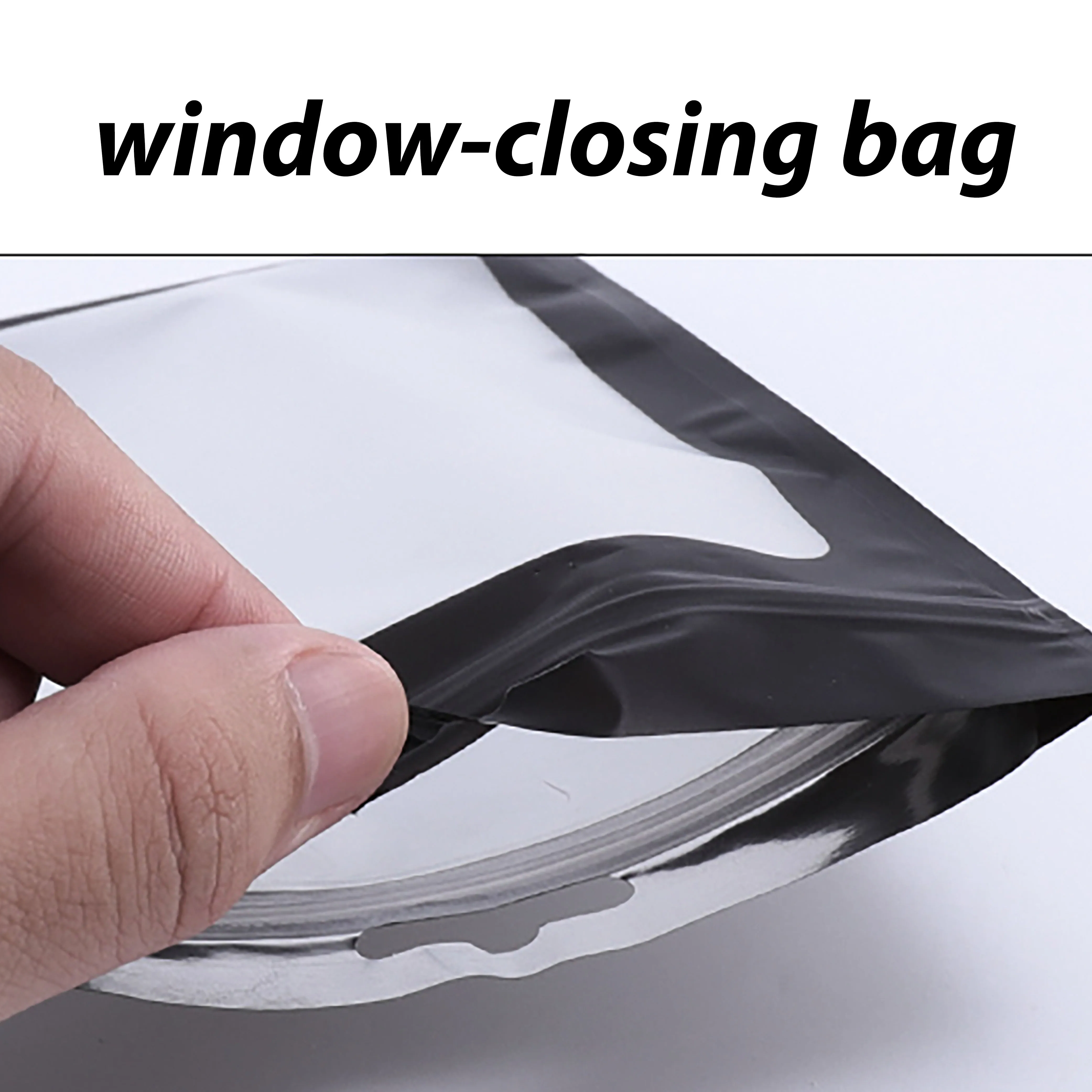 

1Set Black Aluminum Foil Self Food Bag Window-Closing Flat Pouch Hanging Hole for Food Snack Storage Home Restaurant Hotel