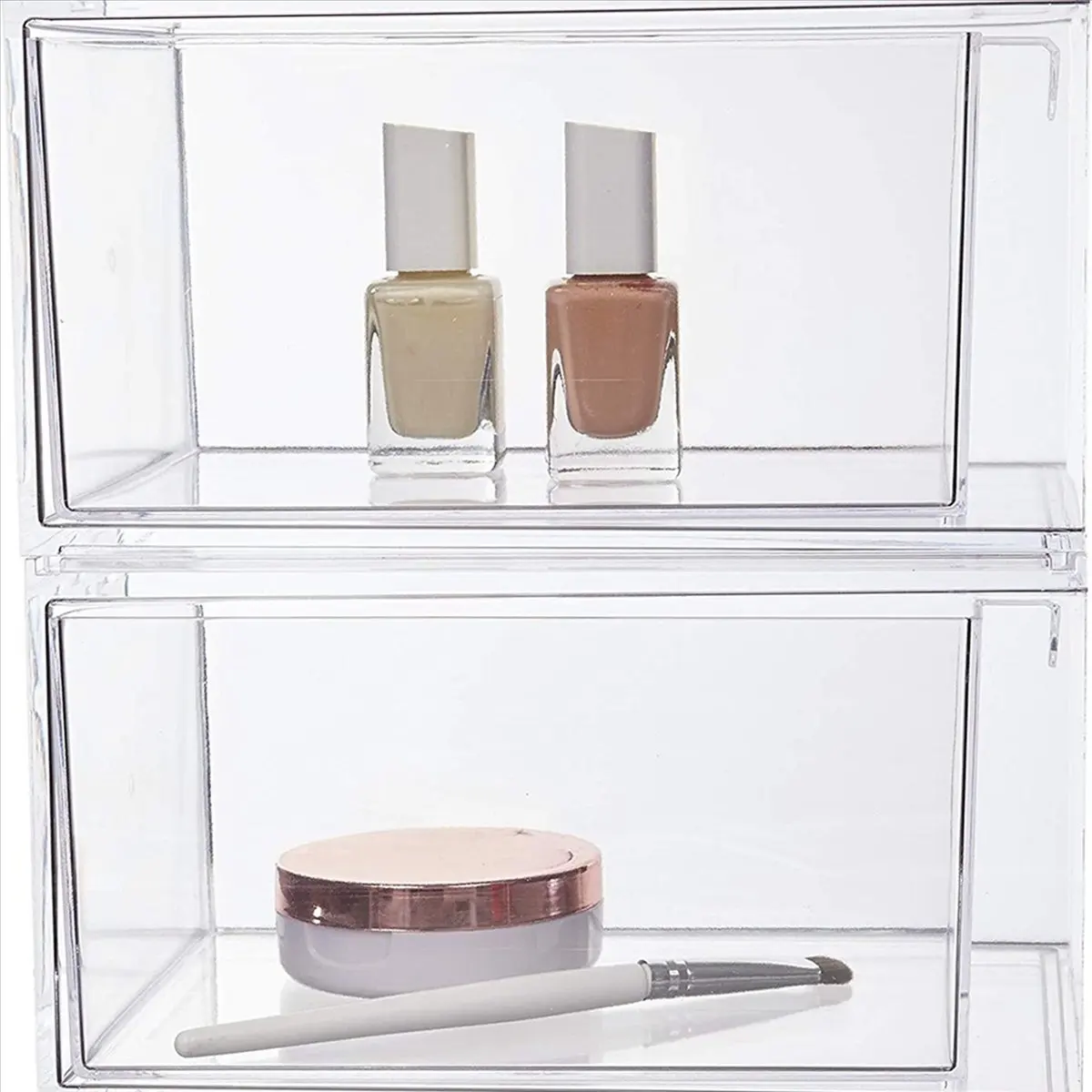 Delighted- Stackable Clear Plastic Organizer Drawers 4.5-Inches Tall Organize Cosmetics and Beauty Supplies