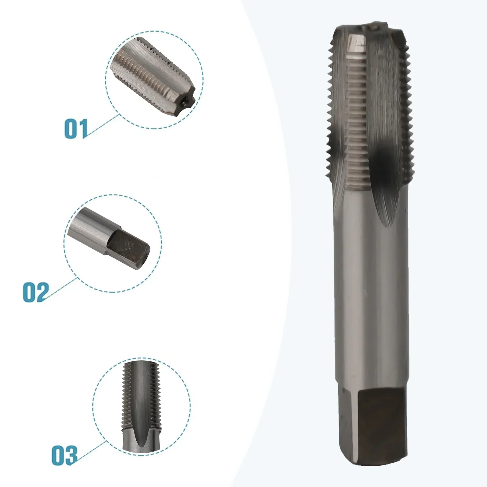 1/8- 27 NPT HSS Taper Pipe Tap Standard High Speed Steel Thread Tap Screw Tap Drill Bit Straight Flute Plug Taps Hand Tools