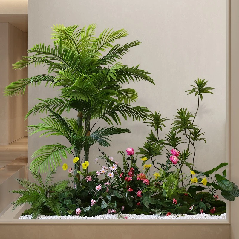 Indoor landscape, large-scale simulated green plant landscaping office, traveler banana bionic fake plant decorative ornament