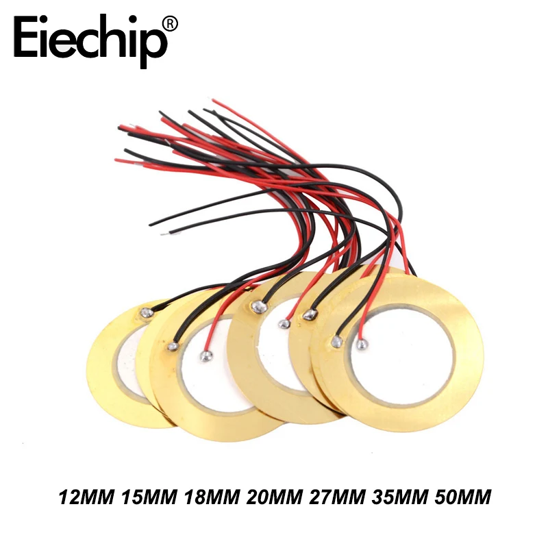 10PCS Buzzer 12MM 15MM 18MM 20MM 27MM 35MM 50MM Copper Soldered Wire Piezo Ceramic with Wire for Buzzer Loudspeaker