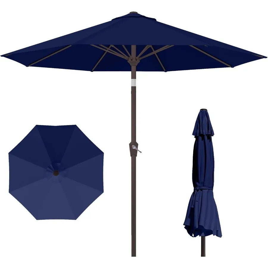

10FT Patio Umbrella with Push Button Tilt and Crank Mechanism for Outdoor Use 8 Fiberglass Ribs UV Protection Ideal for Pool Ba