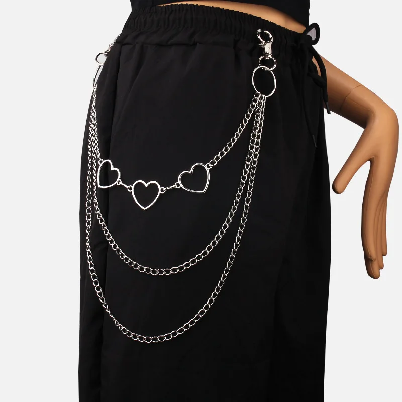 

Punk style metal chain geometric pants chain popular fashion versatile heart men and women waist chain