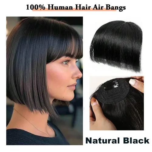 100% Human Hair Bangs Natural Brown Wispy Bang Hair Clip in Bangs Fringe with Temples Hairpiece for Women Clip on Air Bang 4.5in - Image 13