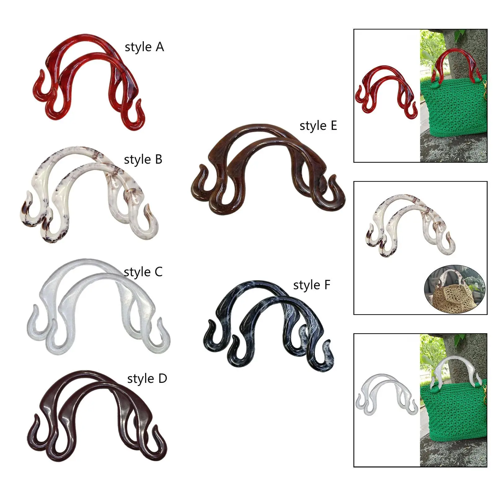 2Pcs Resin Handbag Handles Premium Supplies Gift Direct Replaces Hook Shaped for Women Mom Replacement Resin Bag Handle