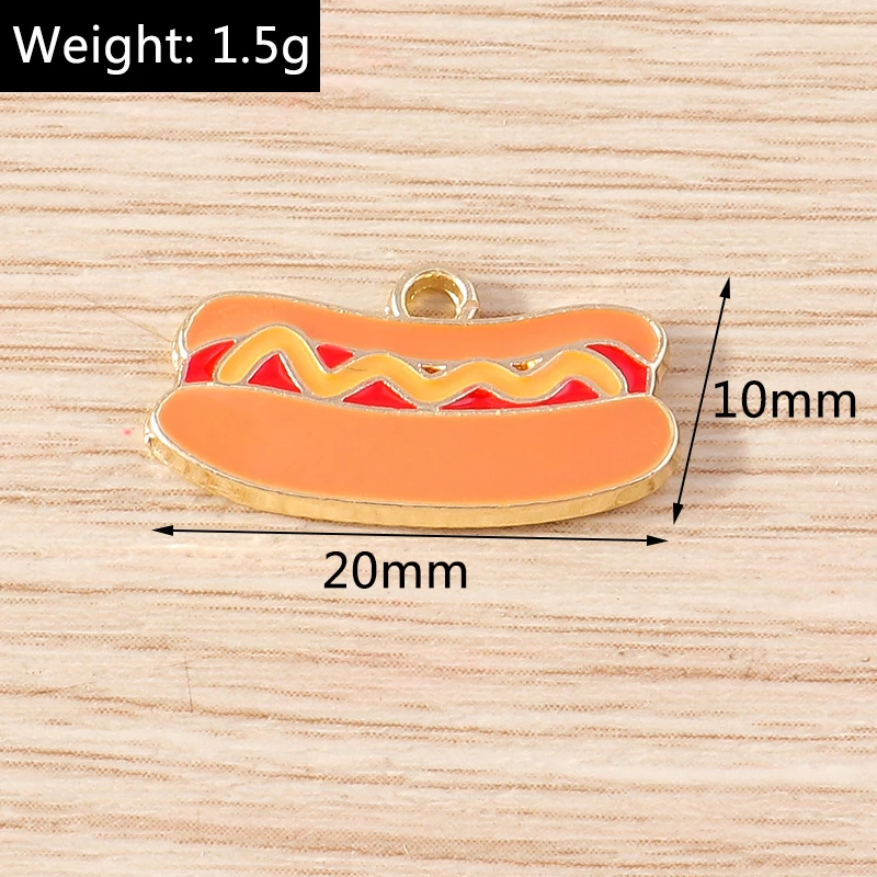 10pcs 20x10mm Cute Food Charms Enamel Hamburger Charms Pendants for Jewelry Making Drop Earrings Necklaces DIY Crafts Supplies