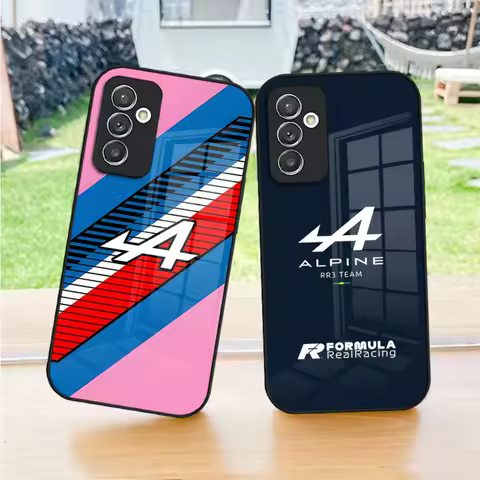 Alpine Logo Tricolor French Phone Case for Samsung S24 Ultra S23 S22 S20 Fe S21 Plus Galaxy A54 A34 A24 A53 Note 20 Glass Cover