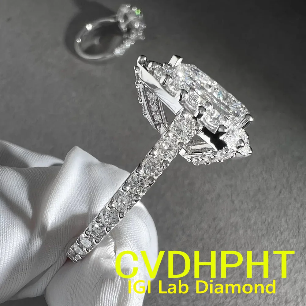 Soild 14K White Gold Ring IGI Lab Growing Diamond Ring  DE VS-VVS Color 3Ct wedding &Engagement Ring ring
