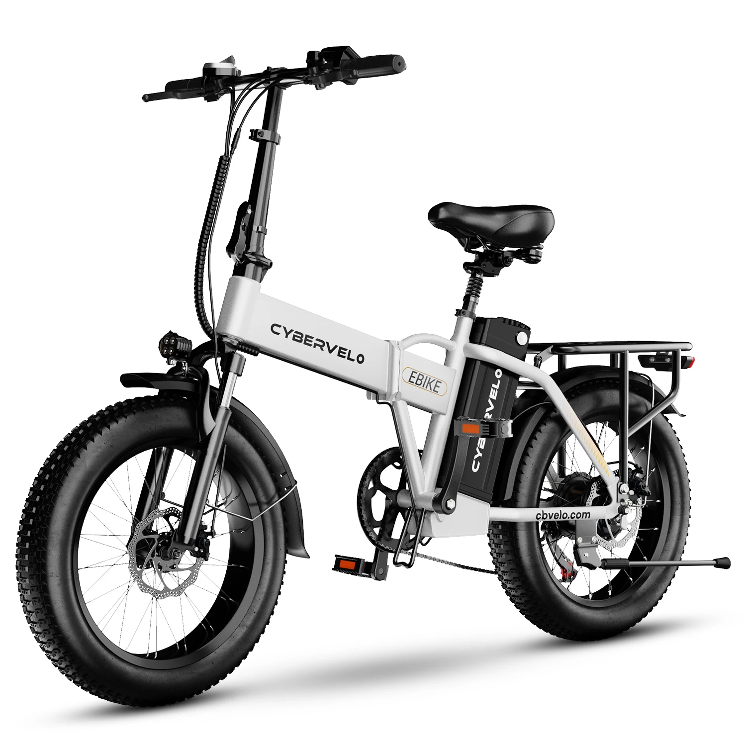 Cybervelo 1000W Peak High-speed Brushless Folding 20 Inch Fat Tire Electric Bike for Adults 48V 20.8Ah/50Ah Removable Battery 80 Miles Range Commuter E-Bicycle EK4 image 10