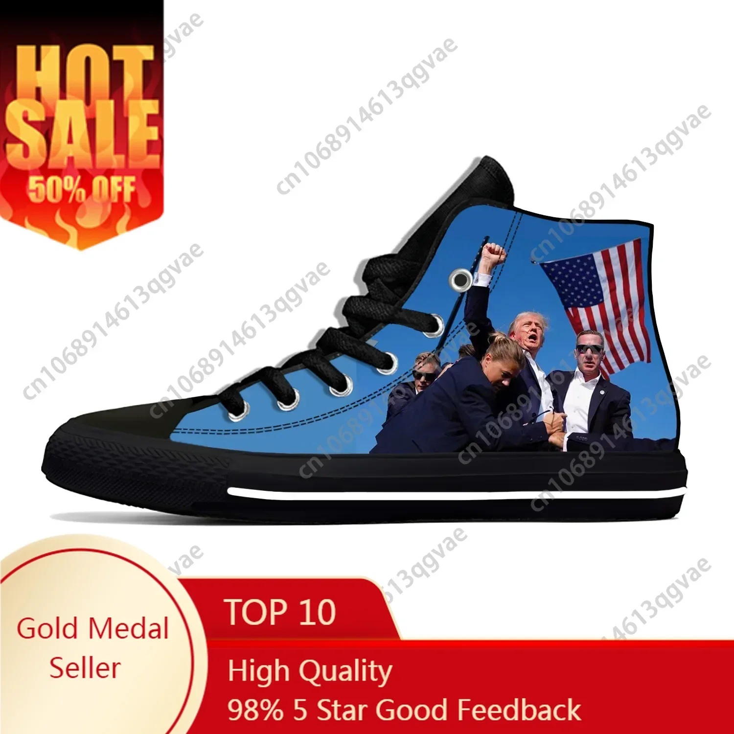 

Funny Trump Funny Politcal shoes Trump MORE JOBS Casual Cloth Shoes High Top Lightweight Breathable 3D Print Men Women Sneakers