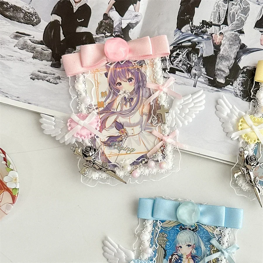 Anime Angel Y2K Sweet Hot Girl Card Holder Kpop Photocard Case for Collectible Card Storage Handmade Finished Pendant Decor