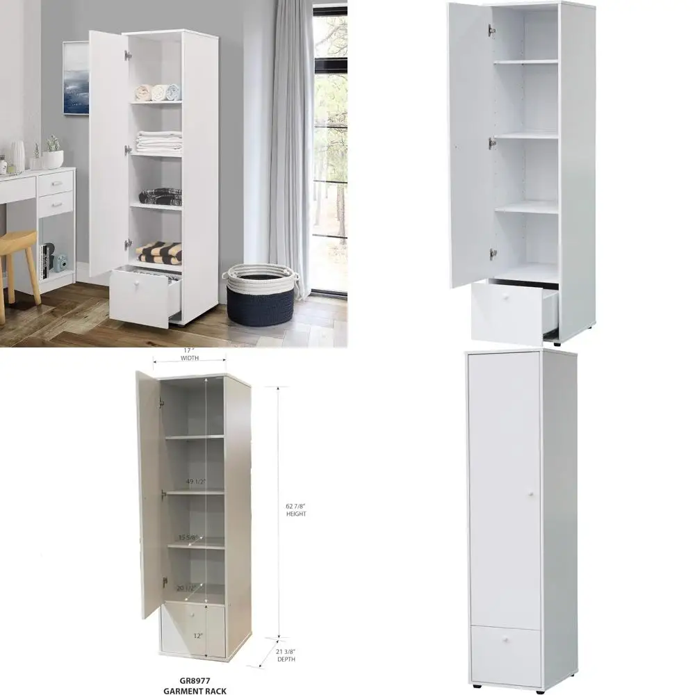 خزانة ملابس بيضاء طويلة لخزانة الملابس مع مساحة واسعة للملابس والإكسسوارات #1