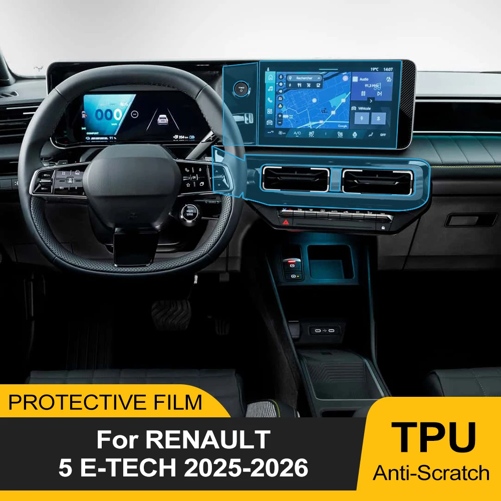 

Transparent TPU Film For Renault 5 E-Tech 2026 2025 Car Gear Panel Navigation Center Console Pre-cut PPF Protection Cover Film