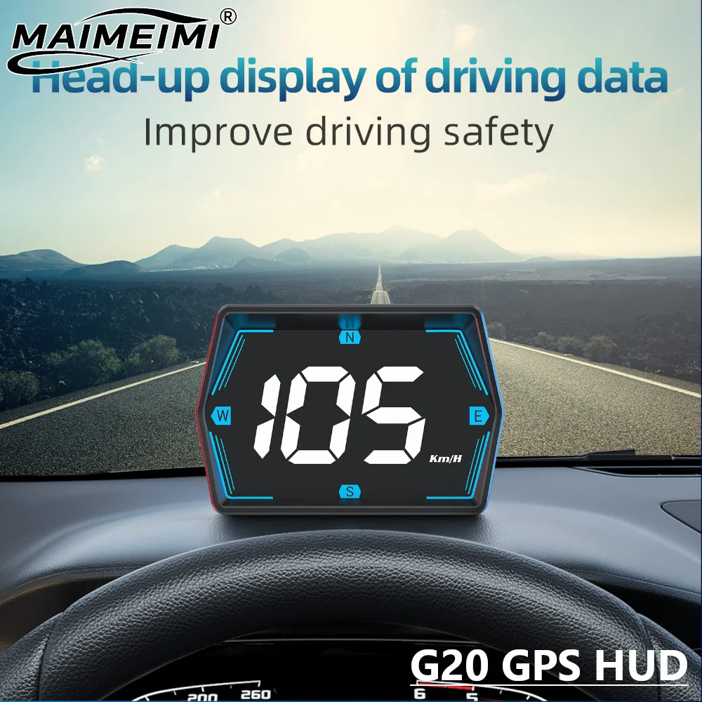 GPS HUD G20 Car Digital Speedometer Head-up Display Speed Meter Mph Kmh Compass With Security Overspeed Alarm For All Cars