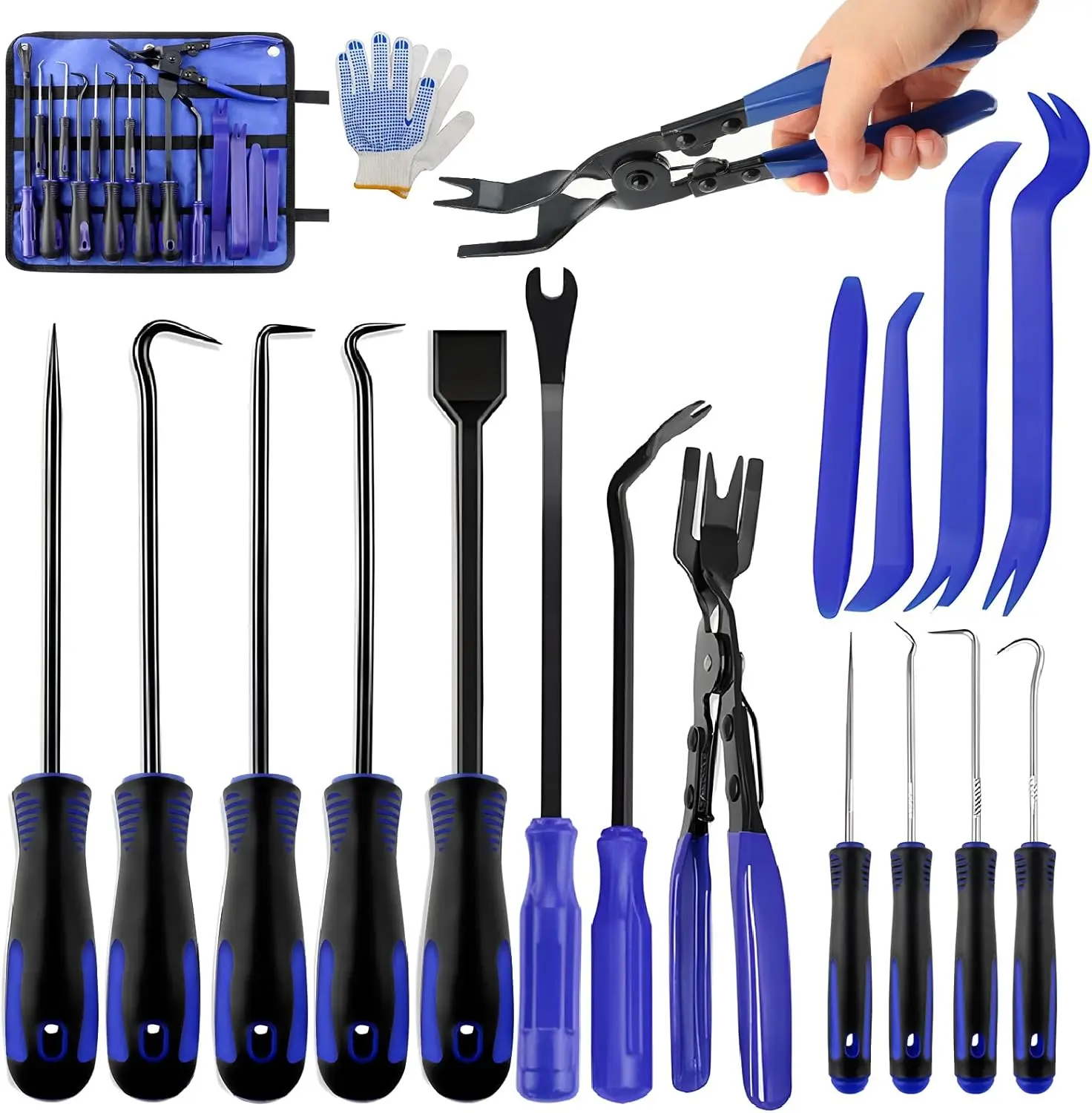 

17-Piece Auto Trim Removal Tool Kit with Storage Bag & Gloves for Car Door Panel Repair