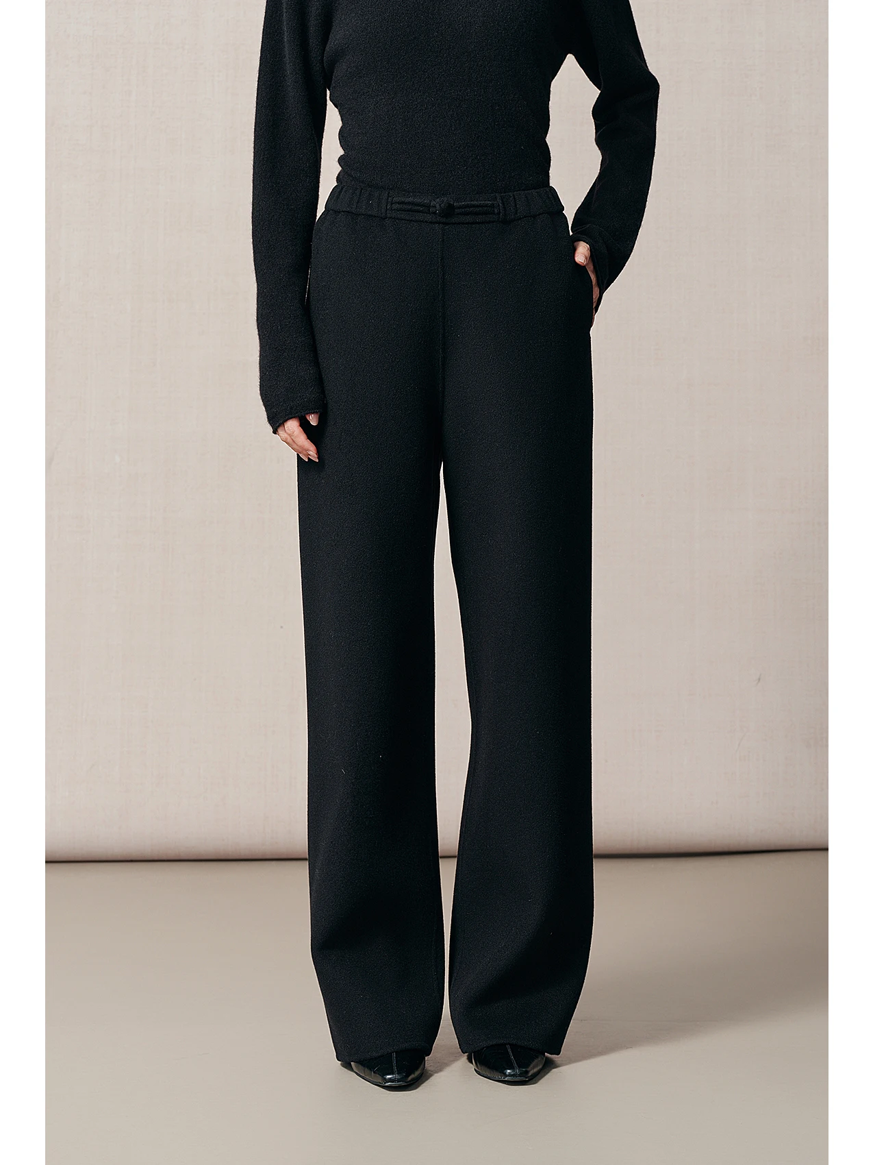 

Soft Woolen High Waist Straight Leg Casual Pants Women's Winter Trousers Slimming Effect Comfortable Fit Commute Sle