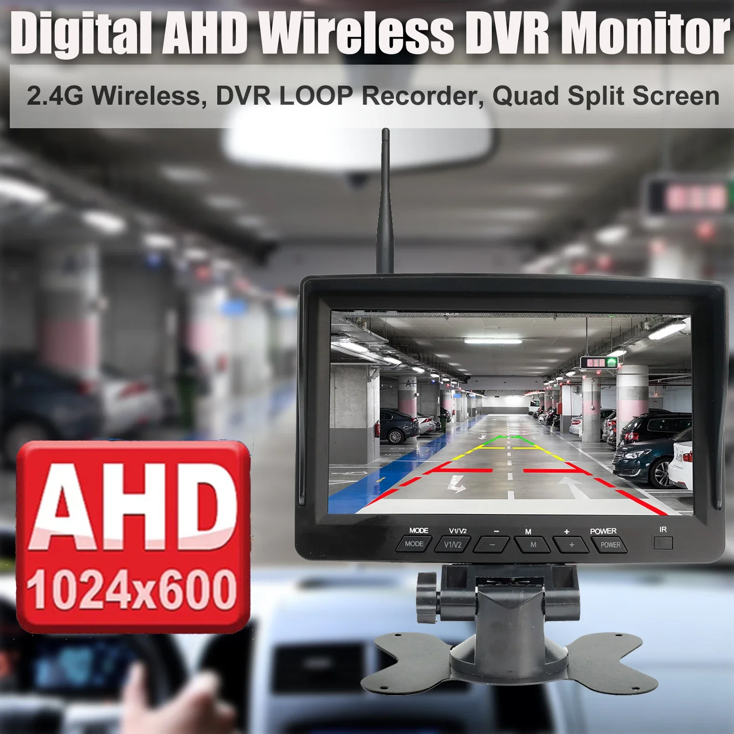 Vehicle 720P Wireless Backup Camera System Kit 7'IPS DVR Monitor+ IP69K Wireless Rear View Reversing Camera For Truck Bus RV Car