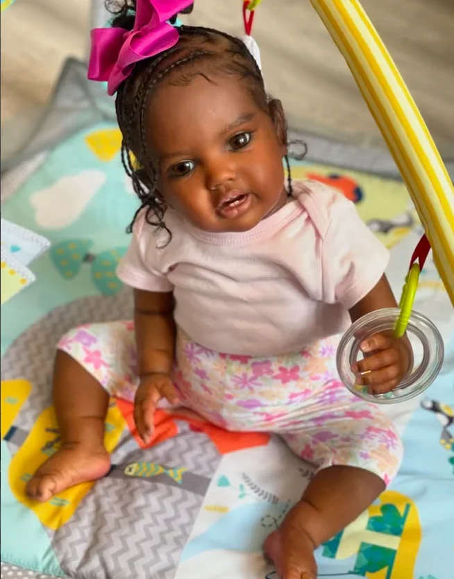 24inch Hand-Root Curly Hair Dark Skin Unassembly Reborn Lottie Doll Kit Multiple Layers Painting DIY Doll Parts Collectible Gift