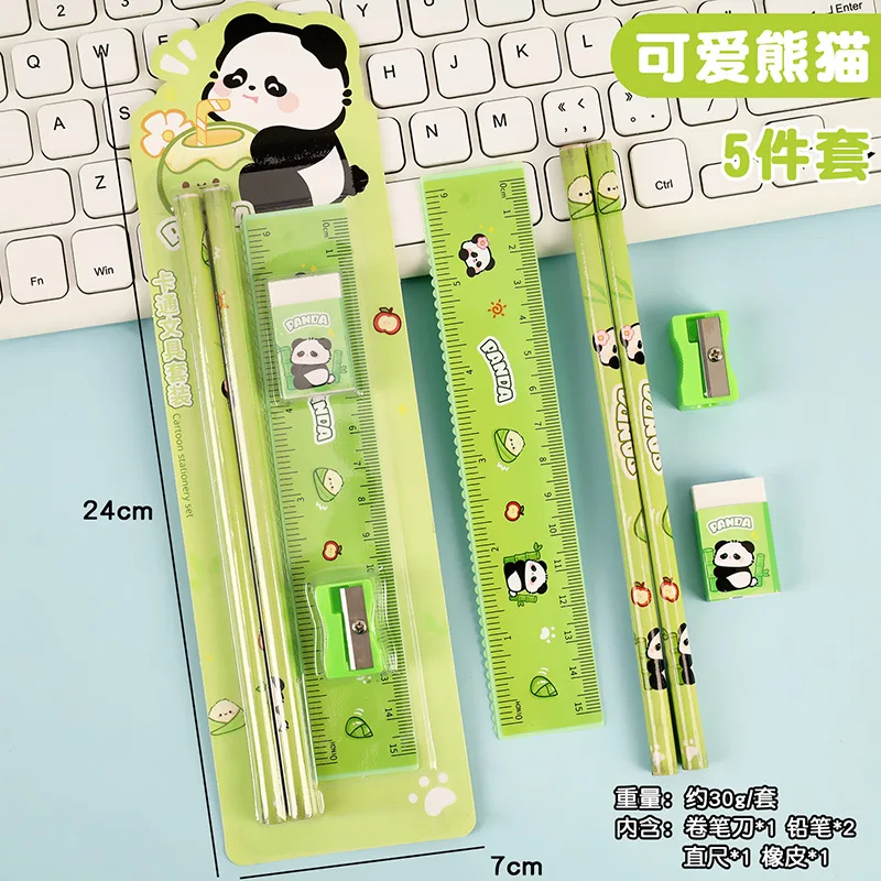 Cartoon Stationery Set High Quality Kids Stationery Gift Set Pencil Ruler Eraser Set Educational For Home Drawing Classroom