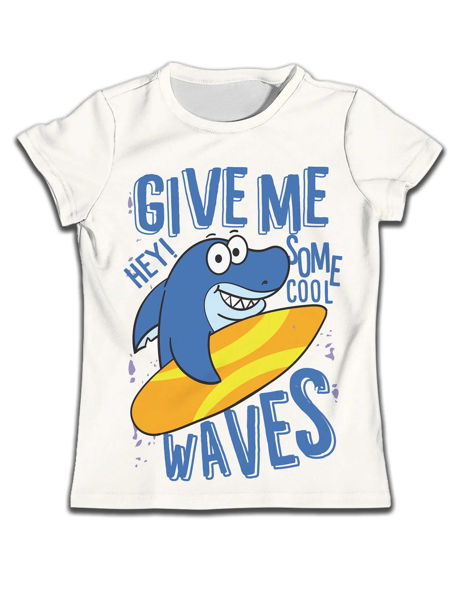 White Boys Clothes 3yrs to 12yrs Casual T-shirt Kids Cartoon Girl Dolphin Surfing Print Boy Male Girl Shirts Short Sleeve O-Neck