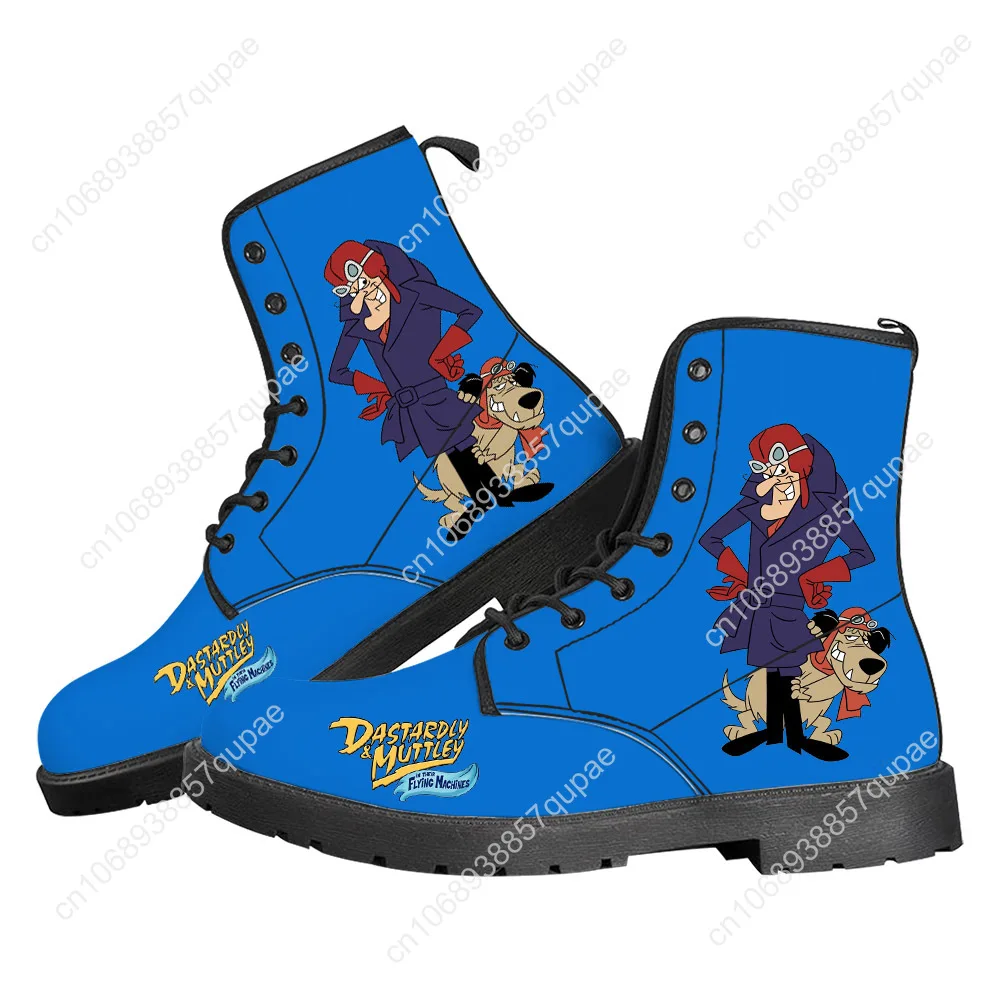 Corse Anime Cartoon Wacky Muttley Dick Dastardly Stivali casual Uomo Donna Scarpe da adolescente Moda 3D Stivale Personalizza scarpa fatta