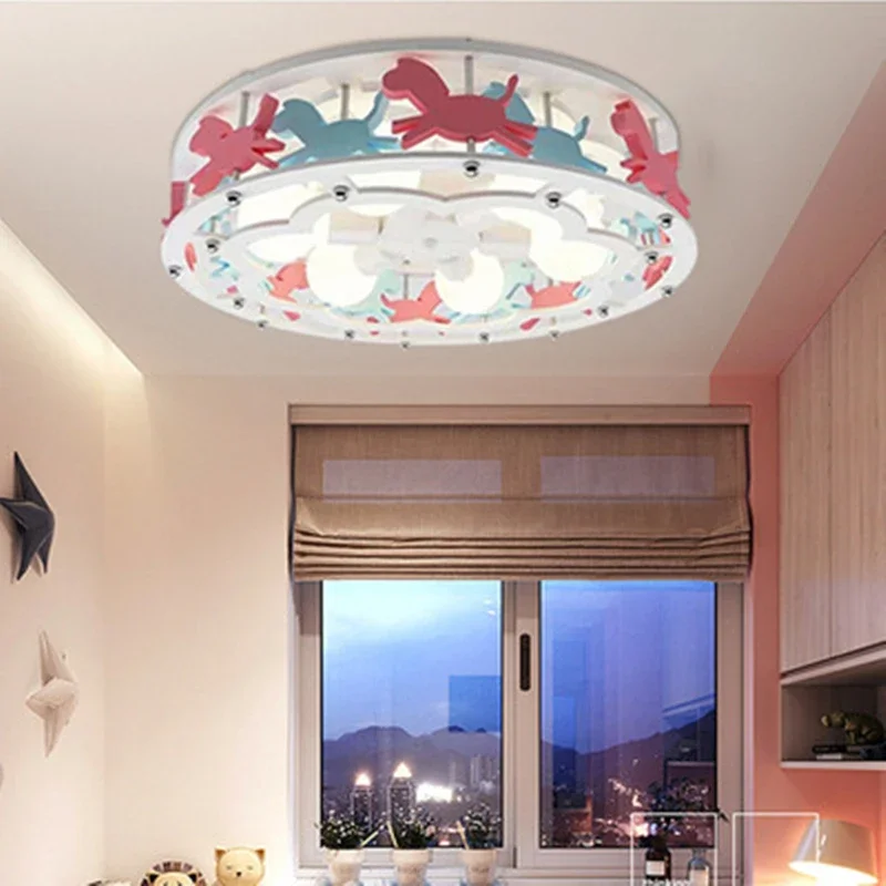 Modern Simple Warm Creative Children LED Ceiling Light Carousel Bedroom Corridor Boy Girl Art Decoration Lighting Fixture Lovely