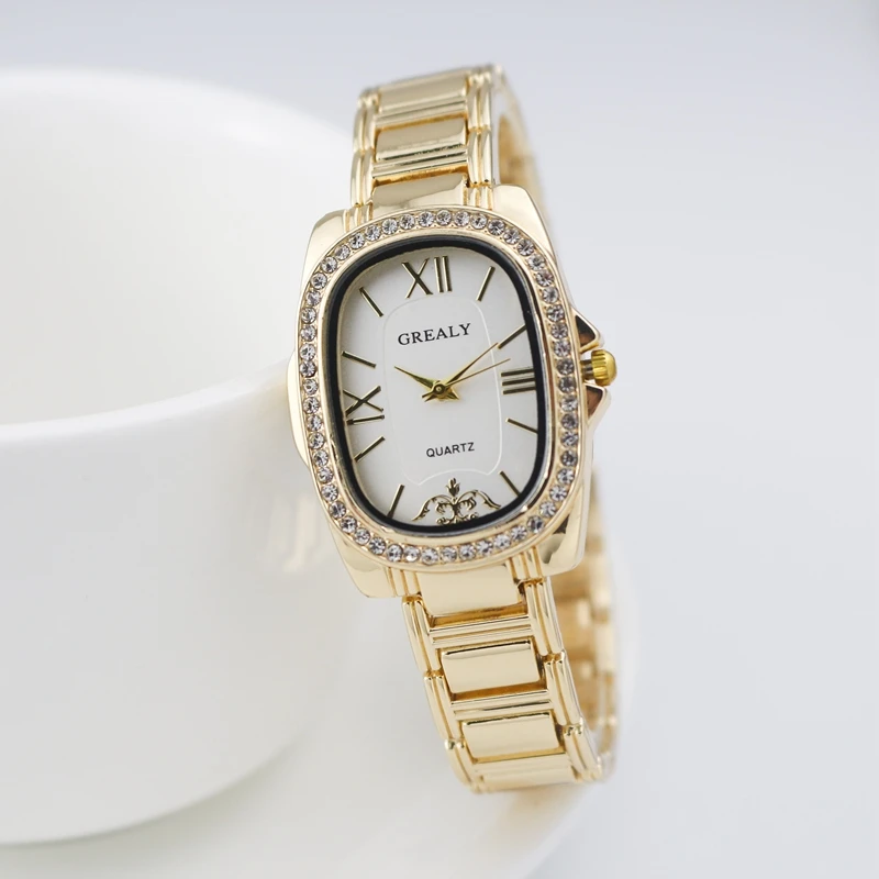 Montre-bracelet à quartz avec bracelet en métal narpour femme, montres en acier pour femme, biscuits décontractés simples, chiffres romains, mode de