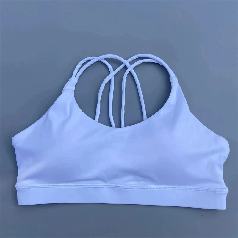 Einfarbig hochfeste Gym Yoga Unterwäsche Kreuz Frauen Fitness Sport BH Top stoßfest sportlich enges Training mit Brustpolster – Detail 6
