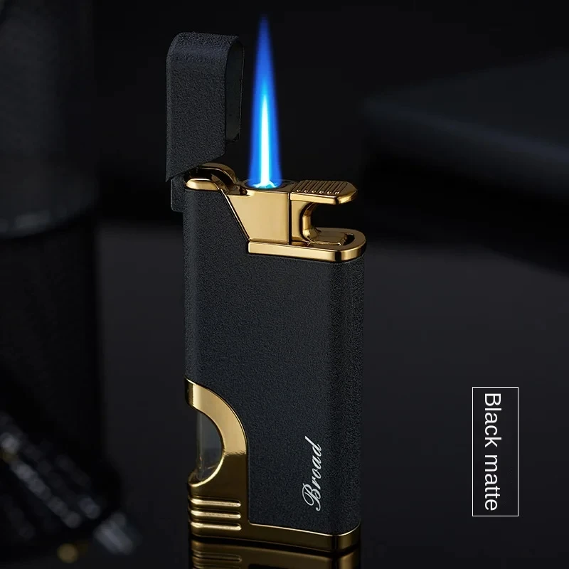 Transparent Gas Storage Tank Direct Spray Blue Flame Windproof Metal Lighter Outdoor Barbecue Kitchen Cigar Lighter Men's Gifts