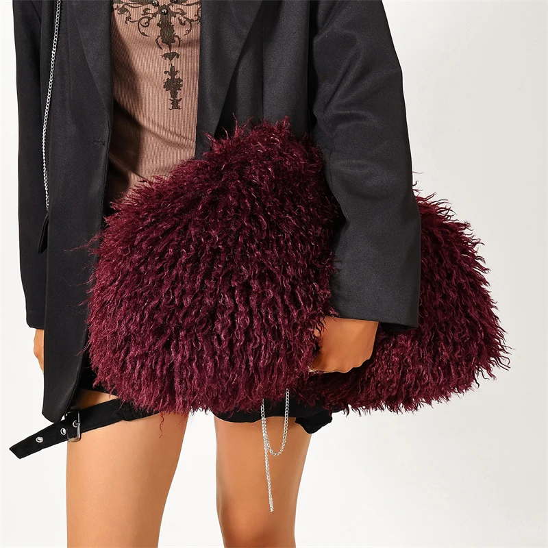 Flauschige Plüsch-Clutch Y2k Fuzz Clutch Tasche, exquisite modische Abendtasche, Dumpling-Tasche, große Kapazität, trendige Damen-Wolkenhandtasche – Detail 11