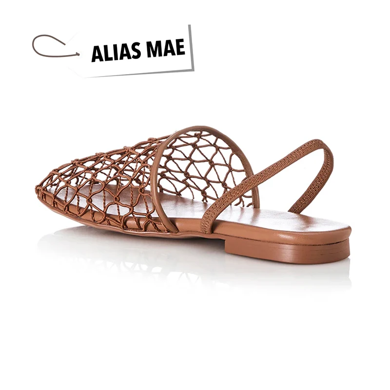 ALIAS MAE Master level Silk Fishing Net Flat Bottom Round Head Elastic Strap for Girls and Women Light Luxury Versatile Slippers