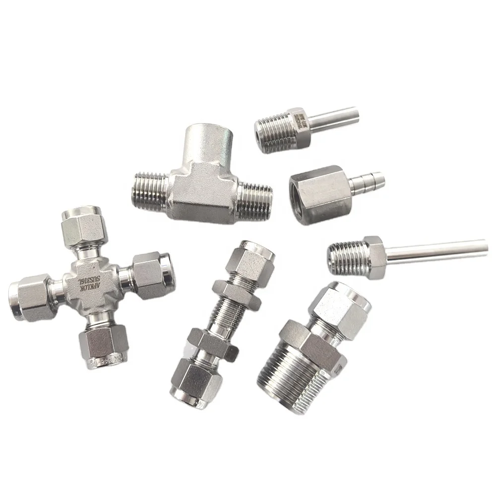 Raccordi per tubi di compressione in acciaio inossidabile con raccordo a croce a 4 vie, connettore a croce per unione